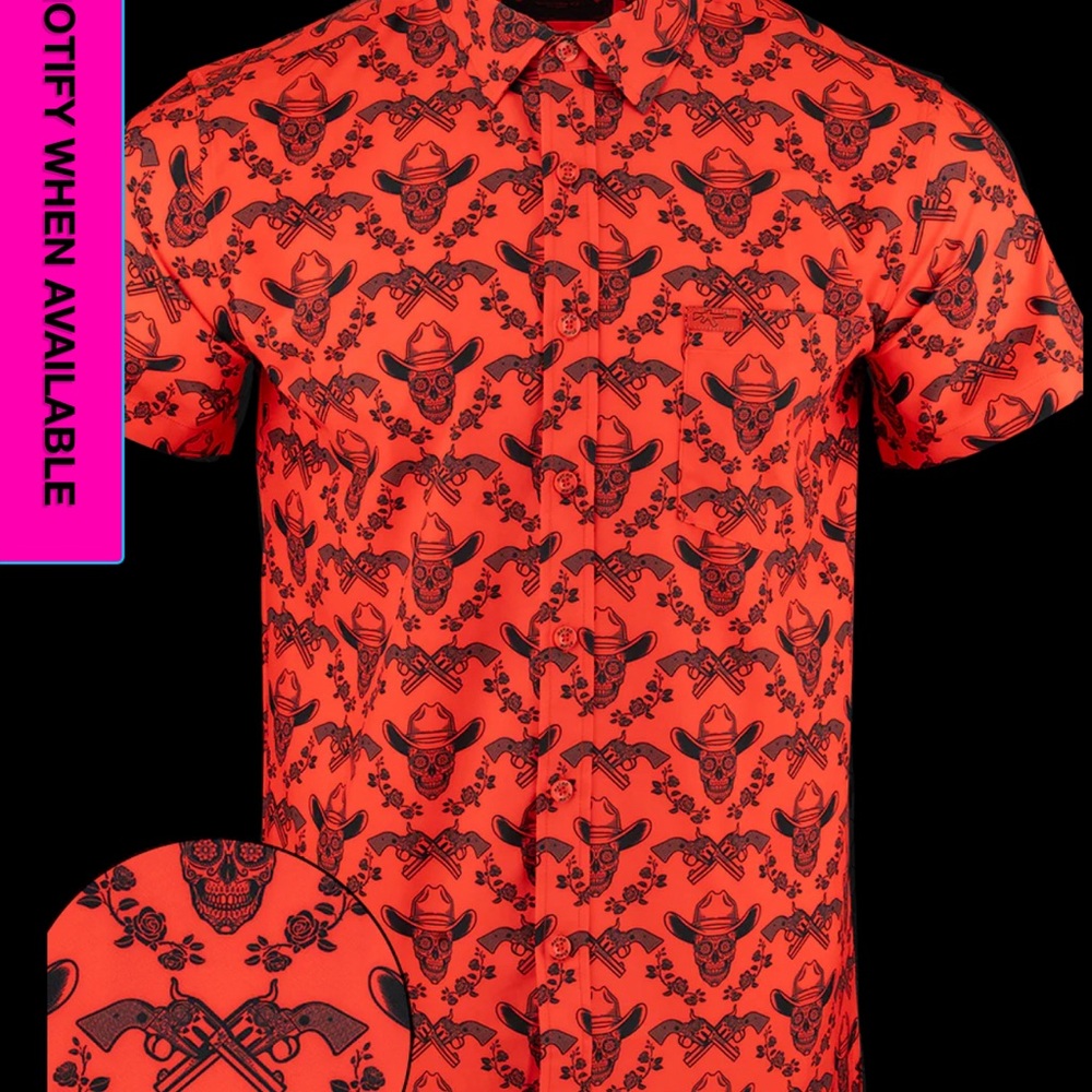 Retro Rifle “Vaquero V2” Men's Vibrant Red Patterned Shirt